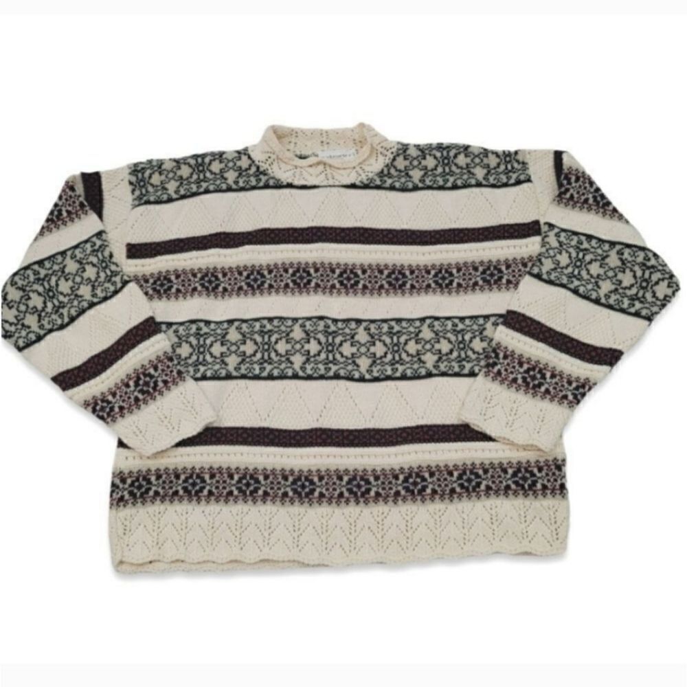 NEW Vintage 80s Interim Geometric Knit Grampacore Sweater Size Large - Picture 6 of 12